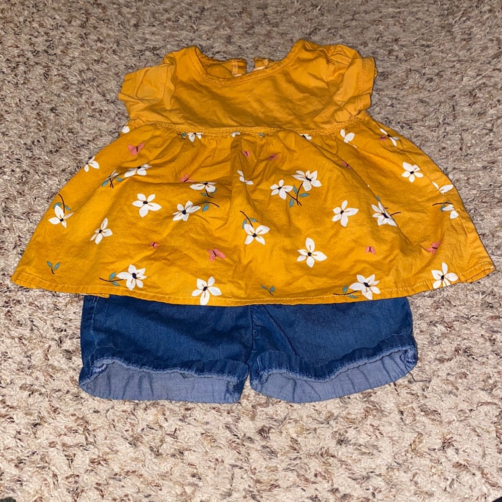 Flower/butterfly tunic top with shorts